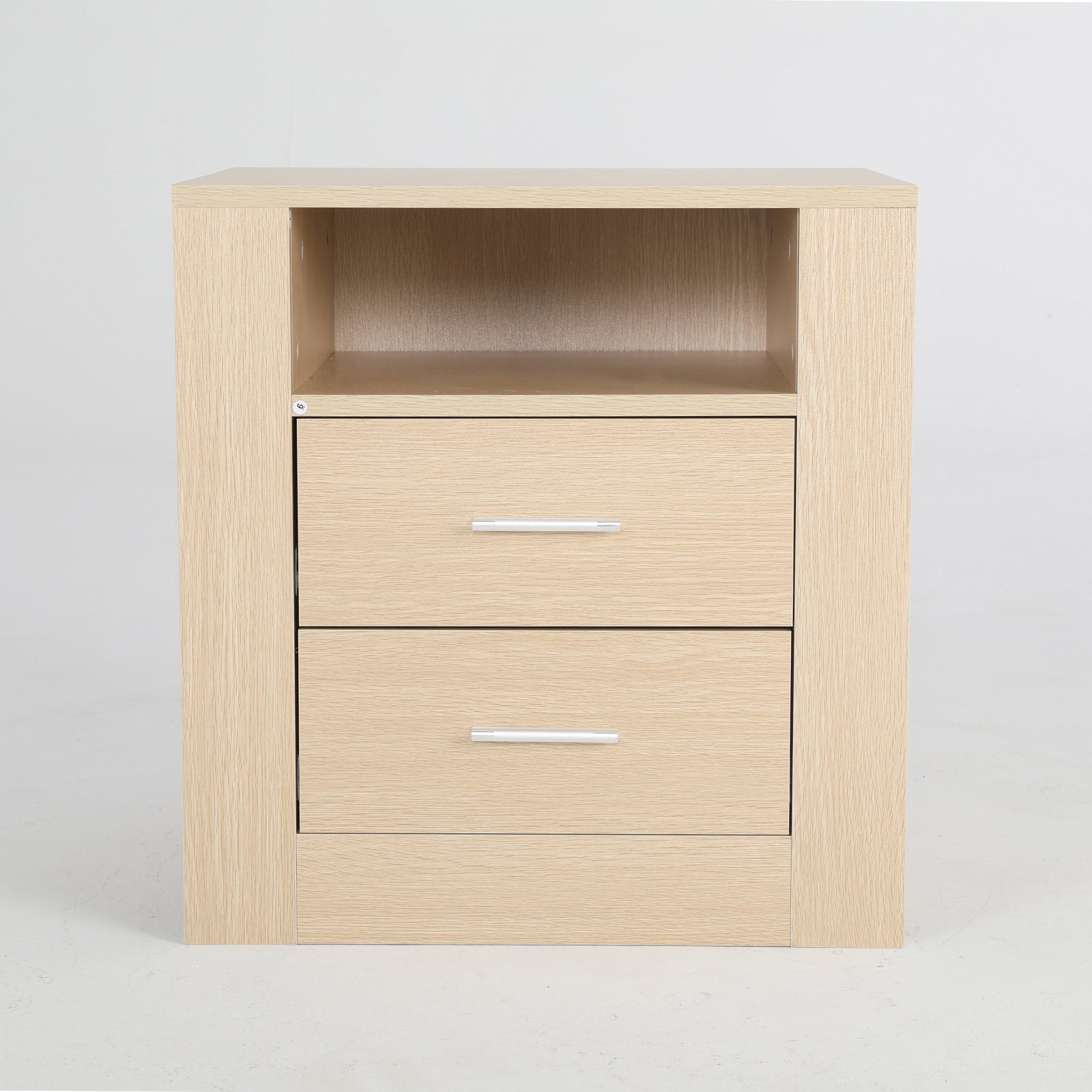 Bedside Tables: 2X Bedside Table Side Storage Cabinet Nightstand Bedroom 2 Drawer 1 Shelf ZURI OAK