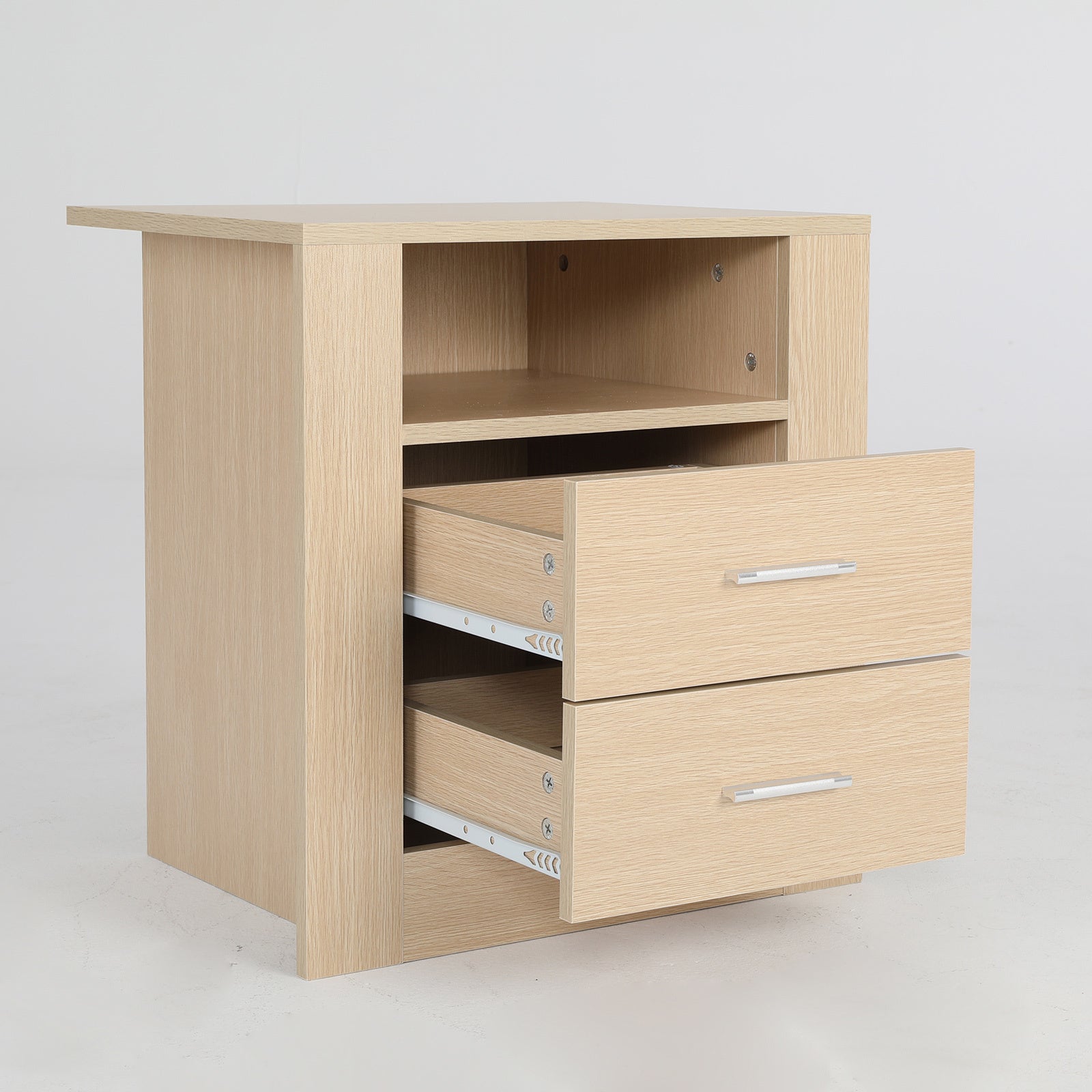 Bedside Tables: 2X Bedside Table Side Storage Cabinet Nightstand Bedroom 2 Drawer 1 Shelf ZURI OAK