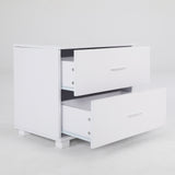 Bedside Tables: Bedside Table Side Storage Cabinet Nightstand Bedroom 2 Drawer Legs ETTA WHITE