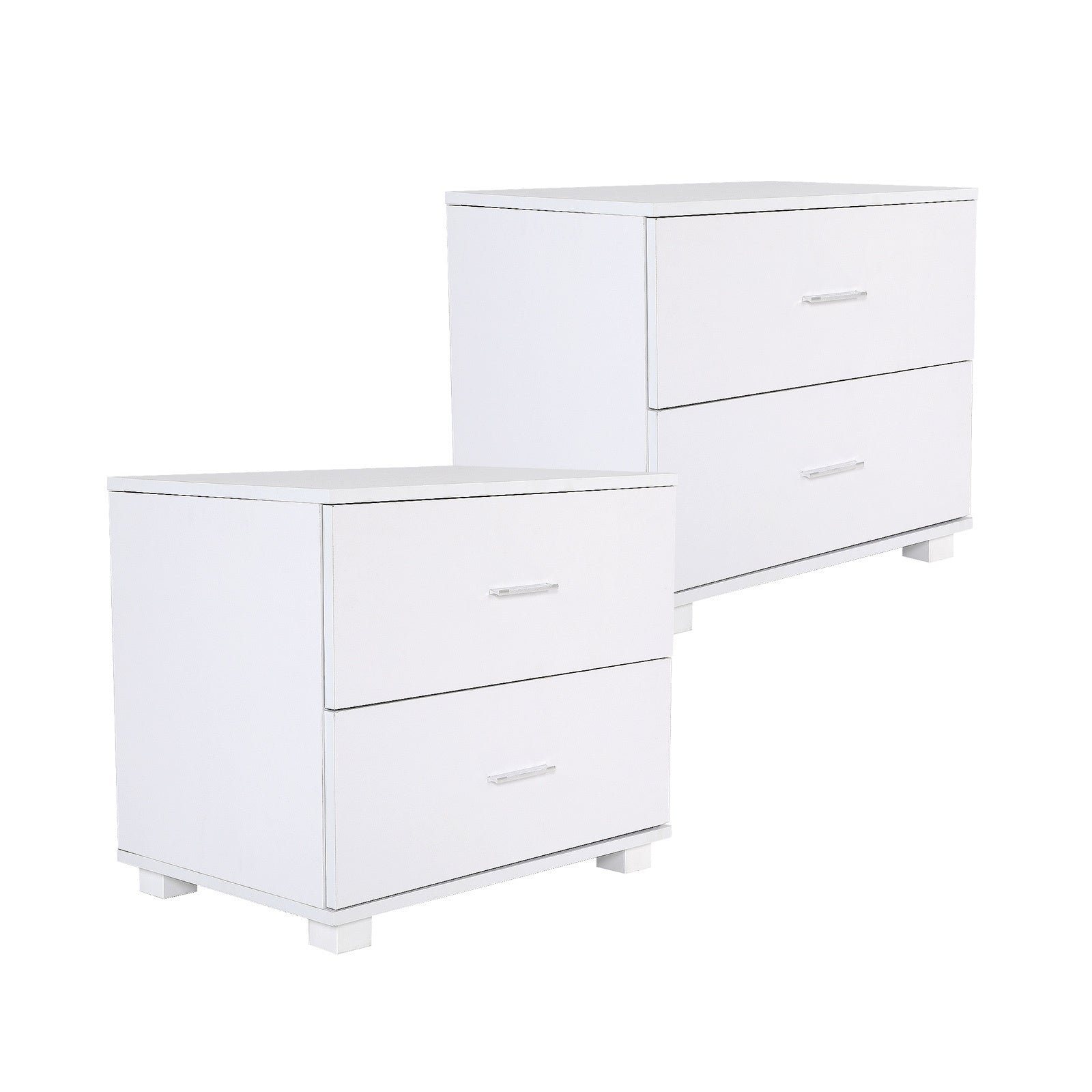 Bedside Tables: 2X Bedside Table Side Storage Cabinet Nightstand Bedroom 2 Drawer Legs ETTA WHITE