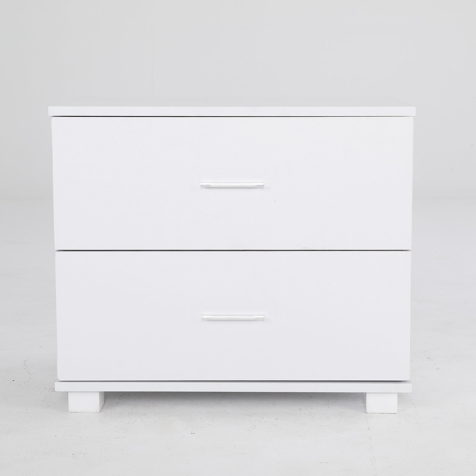 Bedside Tables: 2X Bedside Table Side Storage Cabinet Nightstand Bedroom 2 Drawer Legs ETTA WHITE