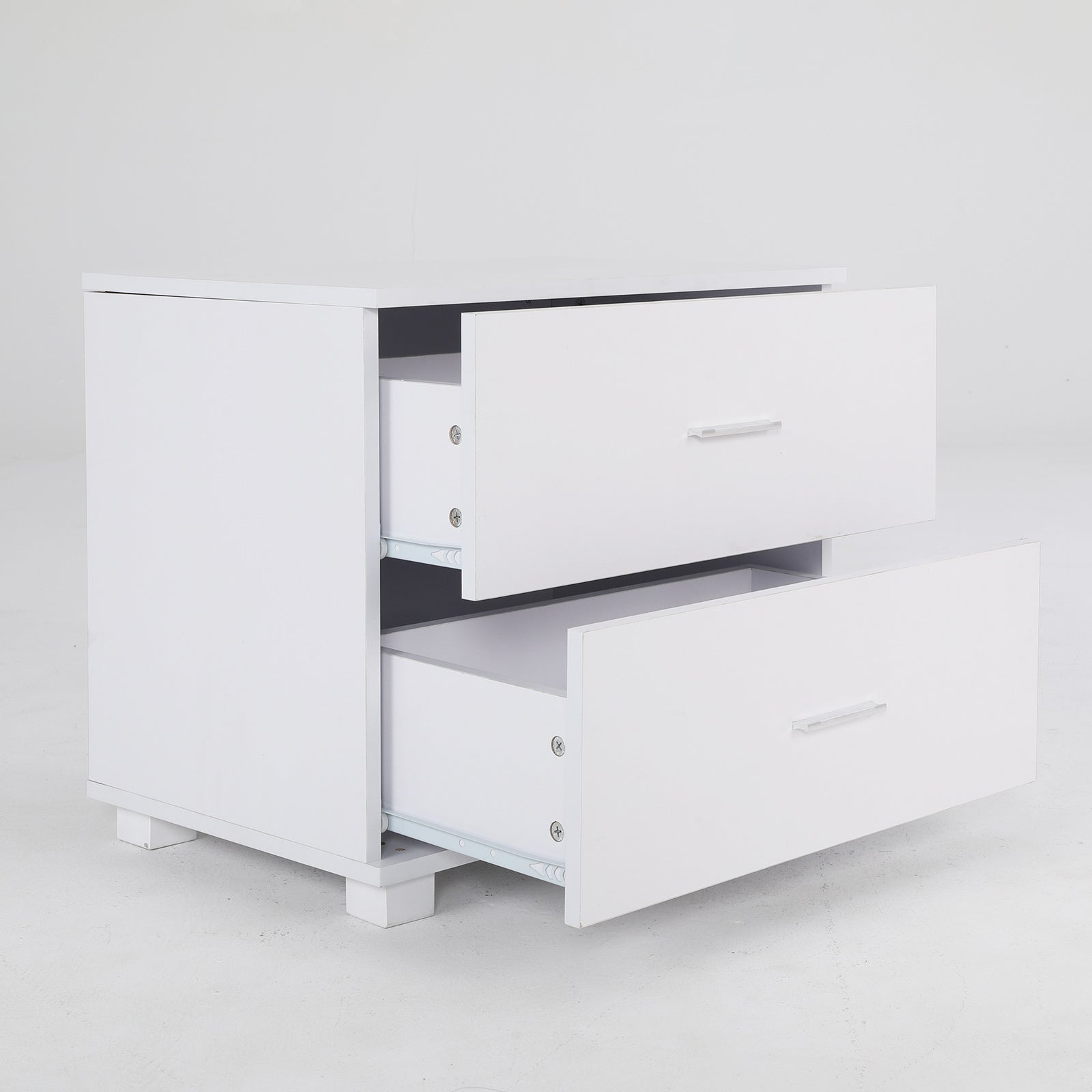 Bedside Tables: 2X Bedside Table Side Storage Cabinet Nightstand Bedroom 2 Drawer Legs ETTA WHITE