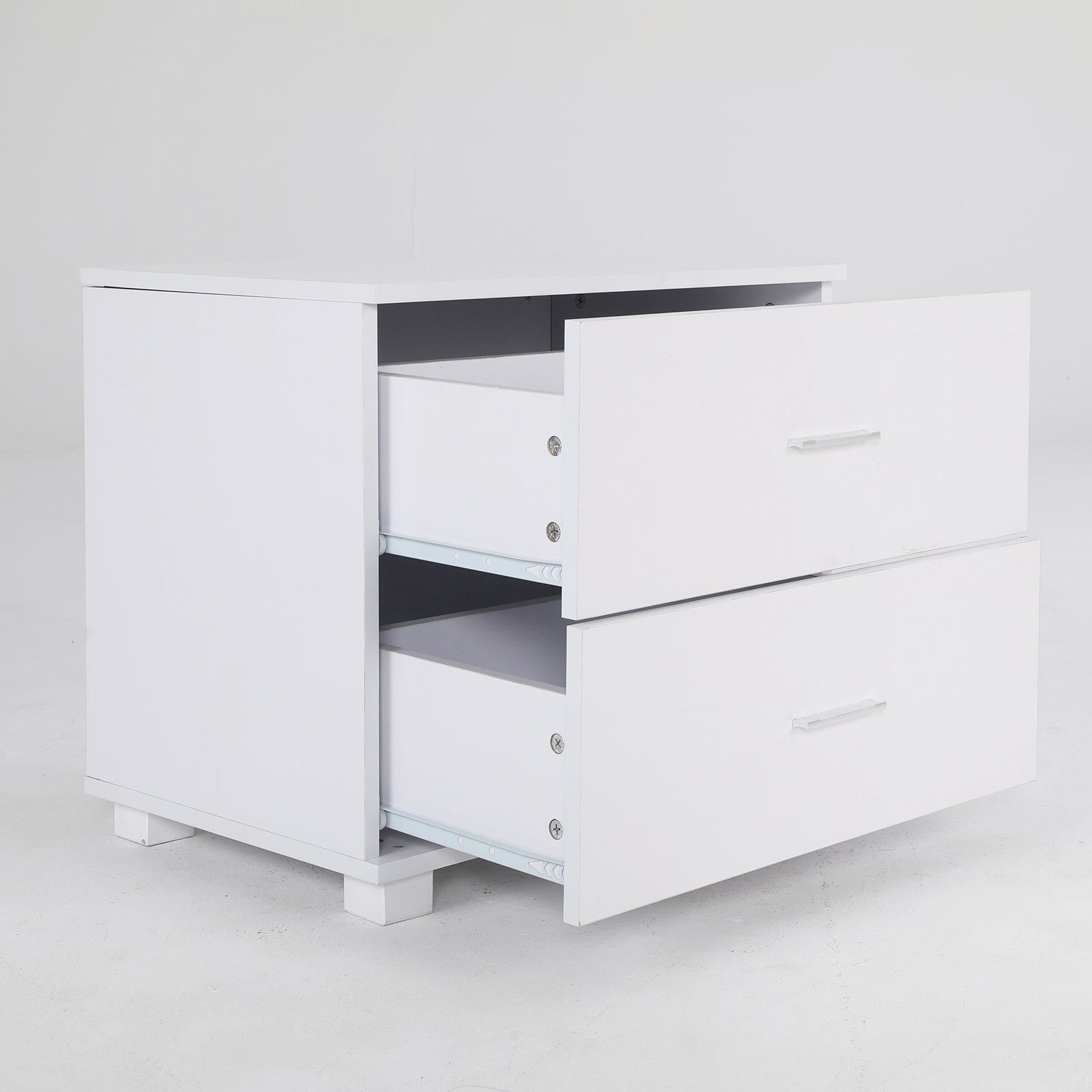 Bedside Tables: 2X Bedside Table Side Storage Cabinet Nightstand Bedroom 2 Drawer Legs ETTA WHITE