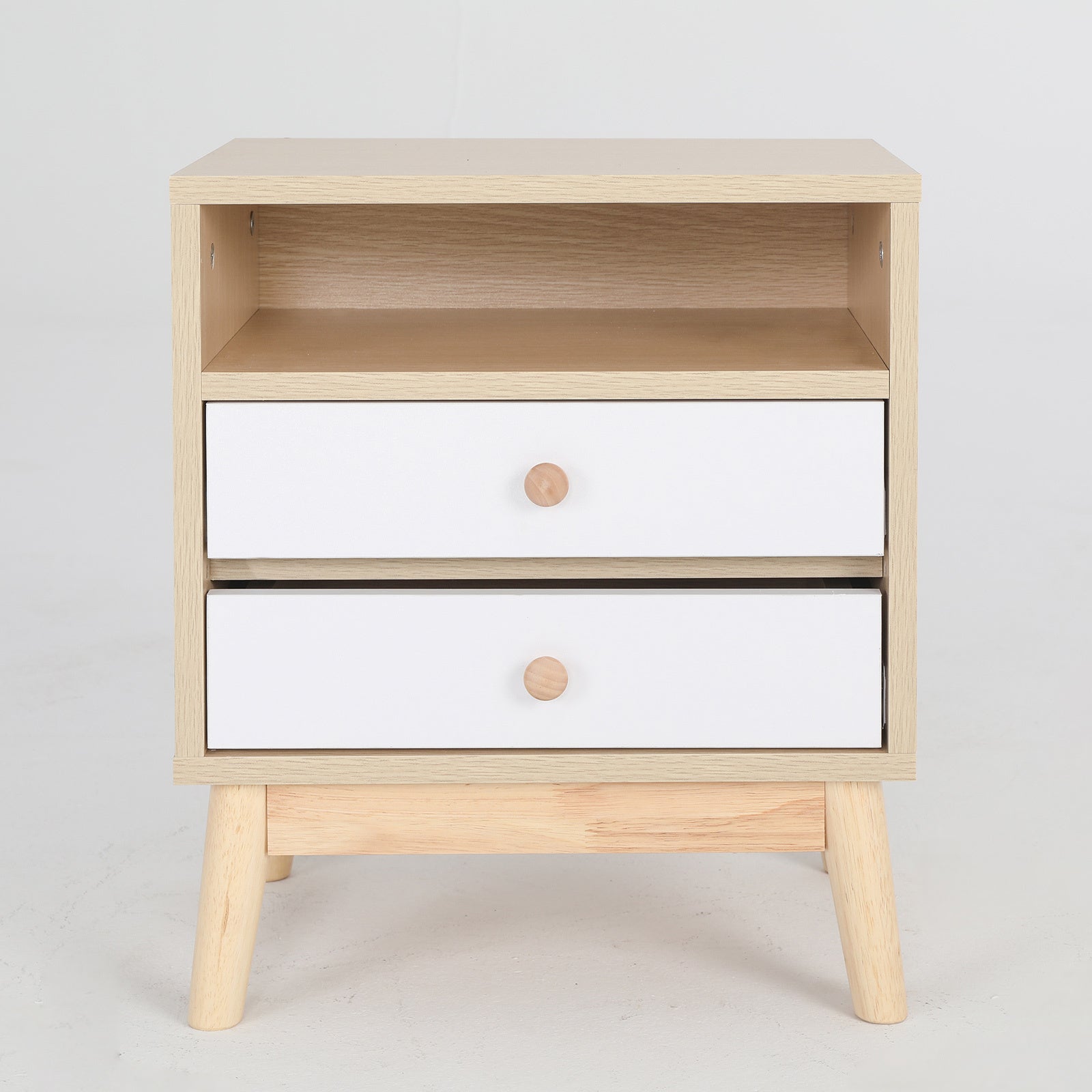 Bedside Tables: 2X Bedside Table Side Storage Cabinet Nightstand Bedroom 2 Drawer ANYA OAK