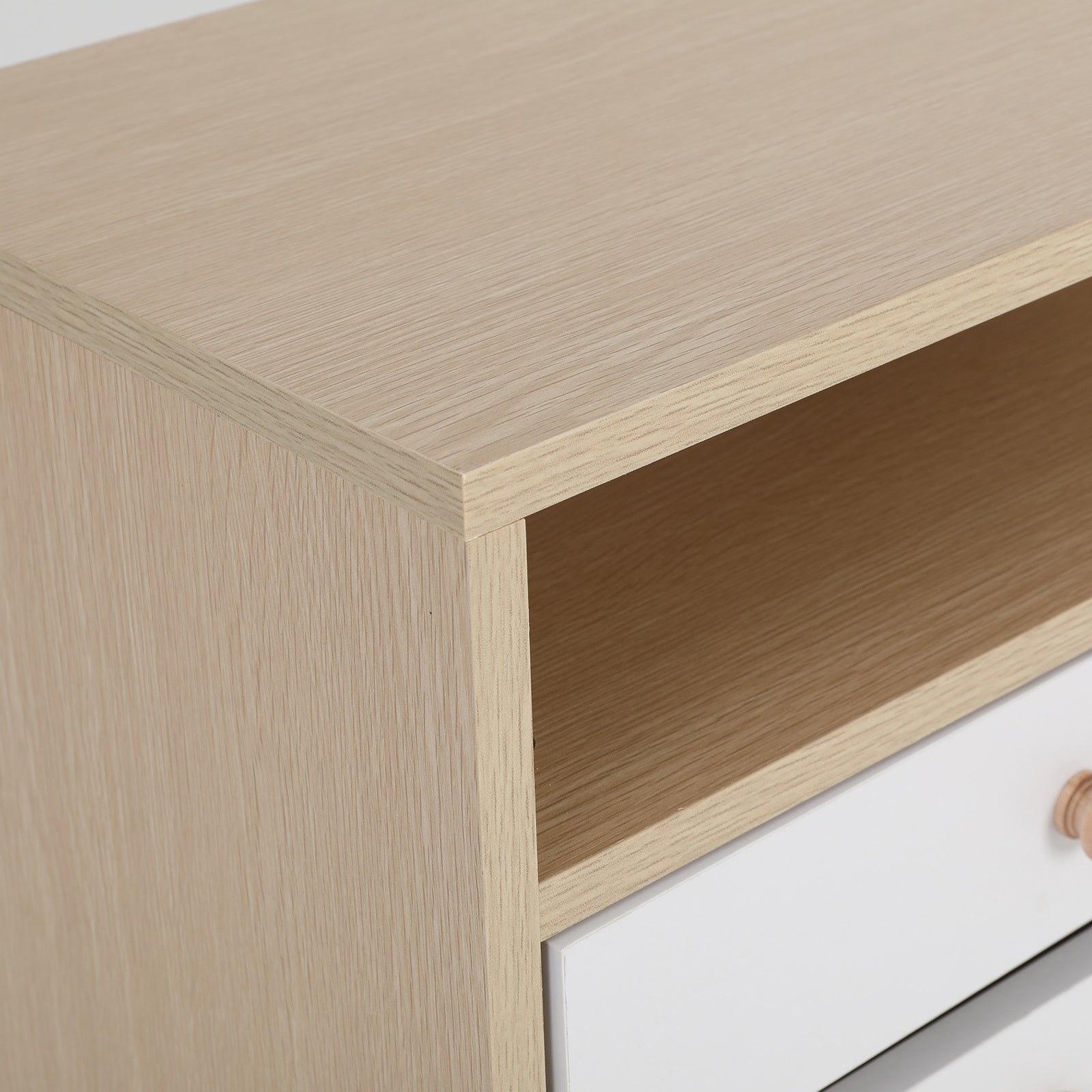 Bedside Tables: 2X Bedside Table Side Storage Cabinet Nightstand Bedroom 2 Drawer ANYA OAK