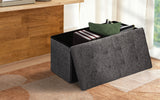Ottomans & Footstools: Foldable Storage Ottoman - Flip Lid Side Table Toy Blanket Organiser Seat KIRA BLACK