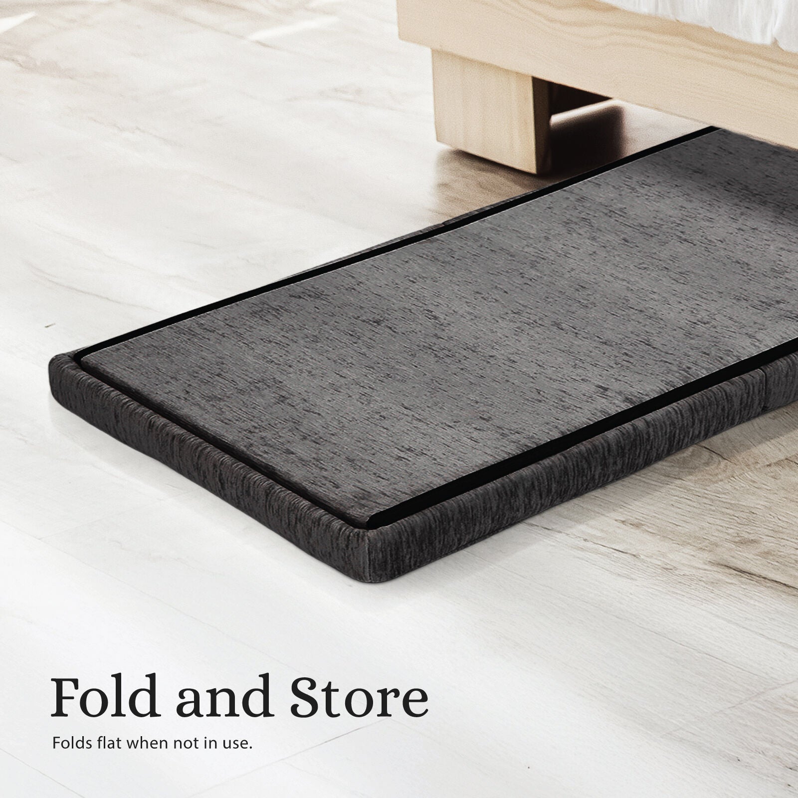 Ottomans & Footstools: Foldable Storage Ottoman - Flip Lid Side Table Toy Blanket Organiser Seat KIRA BLACK