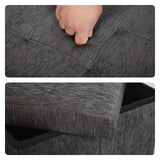 Ottomans & Footstools: Foldable Storage Ottoman - Flip Lid Side Table Toy Blanket Organiser Seat KIRA BLACK