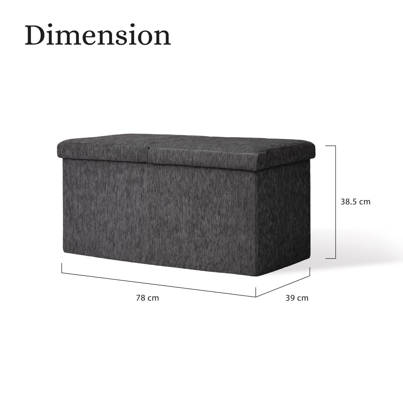 Ottomans & Footstools: Foldable Storage Ottoman - Flip Lid Side Table Toy Blanket Organiser Seat KIRA BLACK