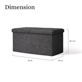 Ottomans & Footstools: Foldable Storage Ottoman - Flip Lid Side Table Toy Blanket Organiser Seat KIRA BLACK