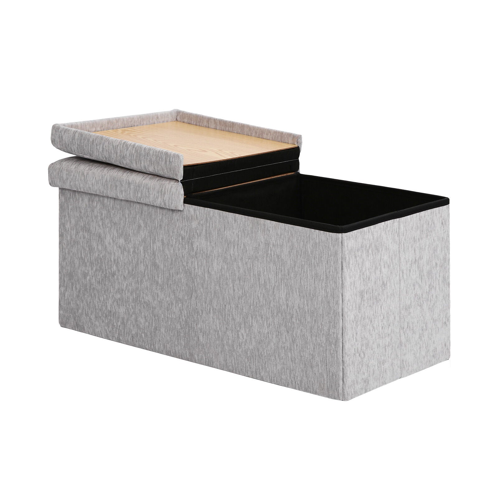 Ottomans & Footstools: Foldable Storage Ottoman - Flip Lid Side Table Toy Blanket Organiser Seat KIRA GREY