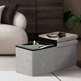 Ottomans & Footstools: Foldable Storage Ottoman - Flip Lid Side Table Toy Blanket Organiser Seat KIRA GREY