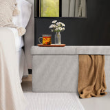 Ottomans & Footstools: Foldable Storage Ottoman - Flip Lid Side Table Toy Blanket Organiser Seat KIRA GREY