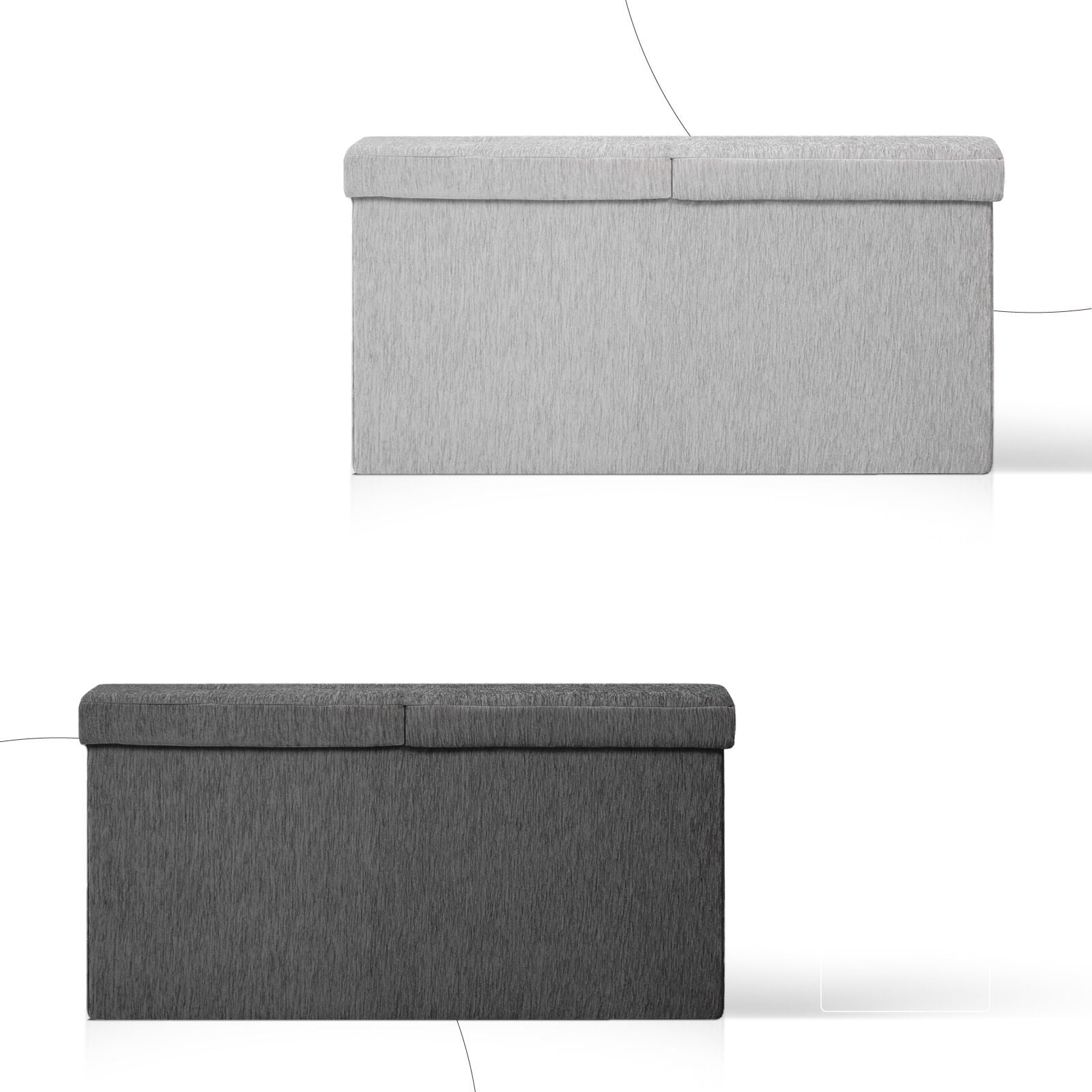Ottomans & Footstools: Foldable Storage Ottoman - Flip Lid Side Table Toy Blanket Organiser Seat KIRA GREY
