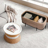 Ottomans & Footstools: La Bella Coffee Table Storage Ottoman - Velvet Blanket Box Bench DEMI - CAMEL BEIGE