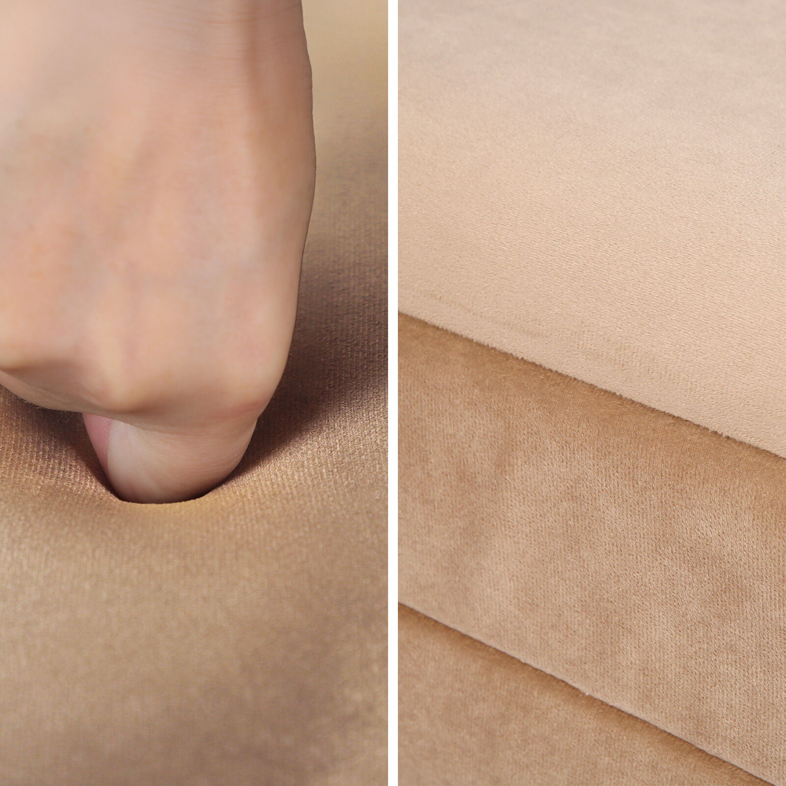 Ottomans & Footstools: La Bella Coffee Table Storage Ottoman - Velvet Blanket Box Bench DEMI - CAMEL BEIGE