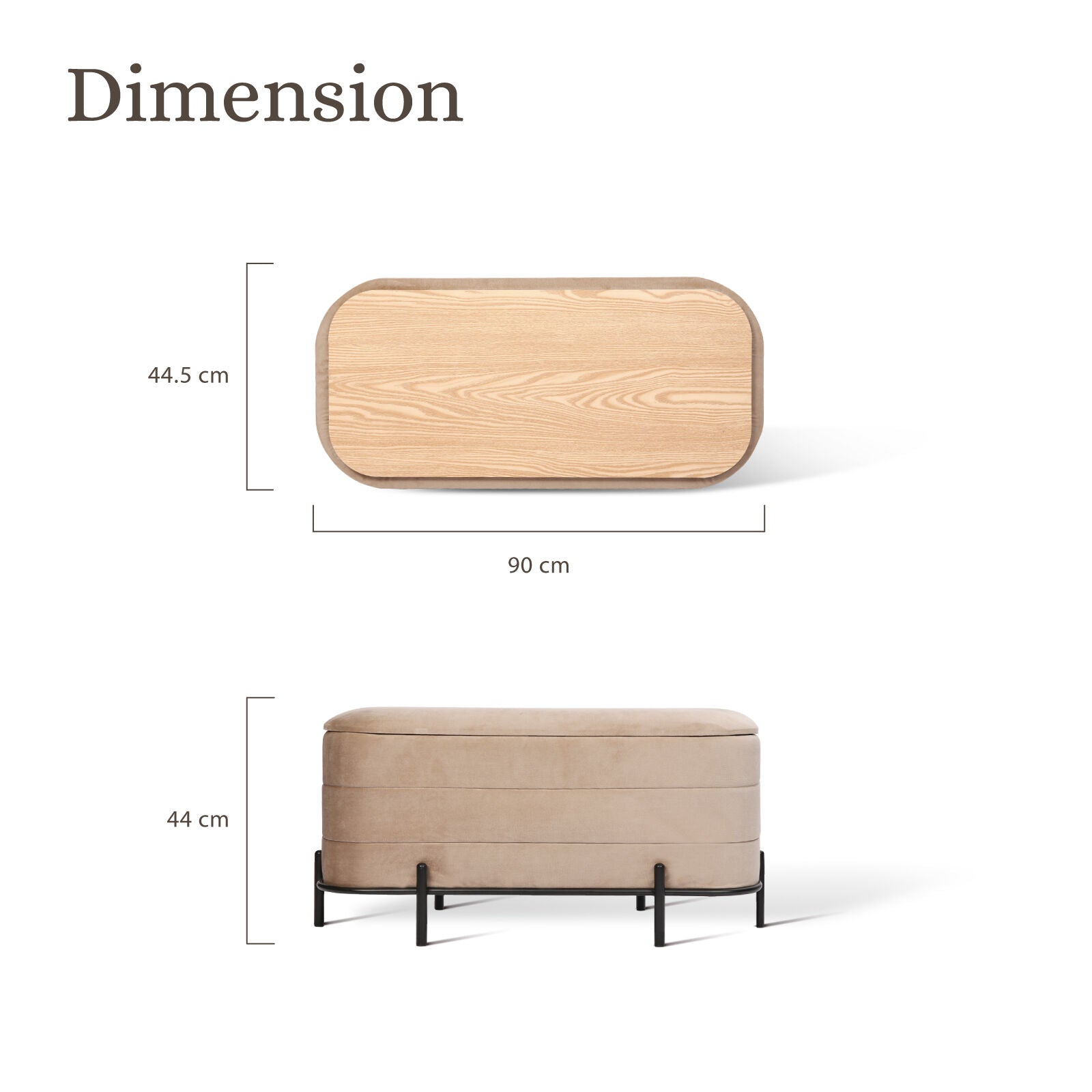 Ottomans & Footstools: La Bella Coffee Table Storage Ottoman - Velvet Blanket Box Bench DEMI - CAMEL BEIGE