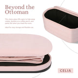 Ottomans & Footstools: Coffee Table Storage Ottoman - Chenille Fabic Padded Blanket Box Bench CELIA - PINK