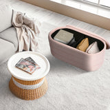 Ottomans & Footstools: Coffee Table Storage Ottoman - Chenille Fabic Padded Blanket Box Bench CELIA - PINK