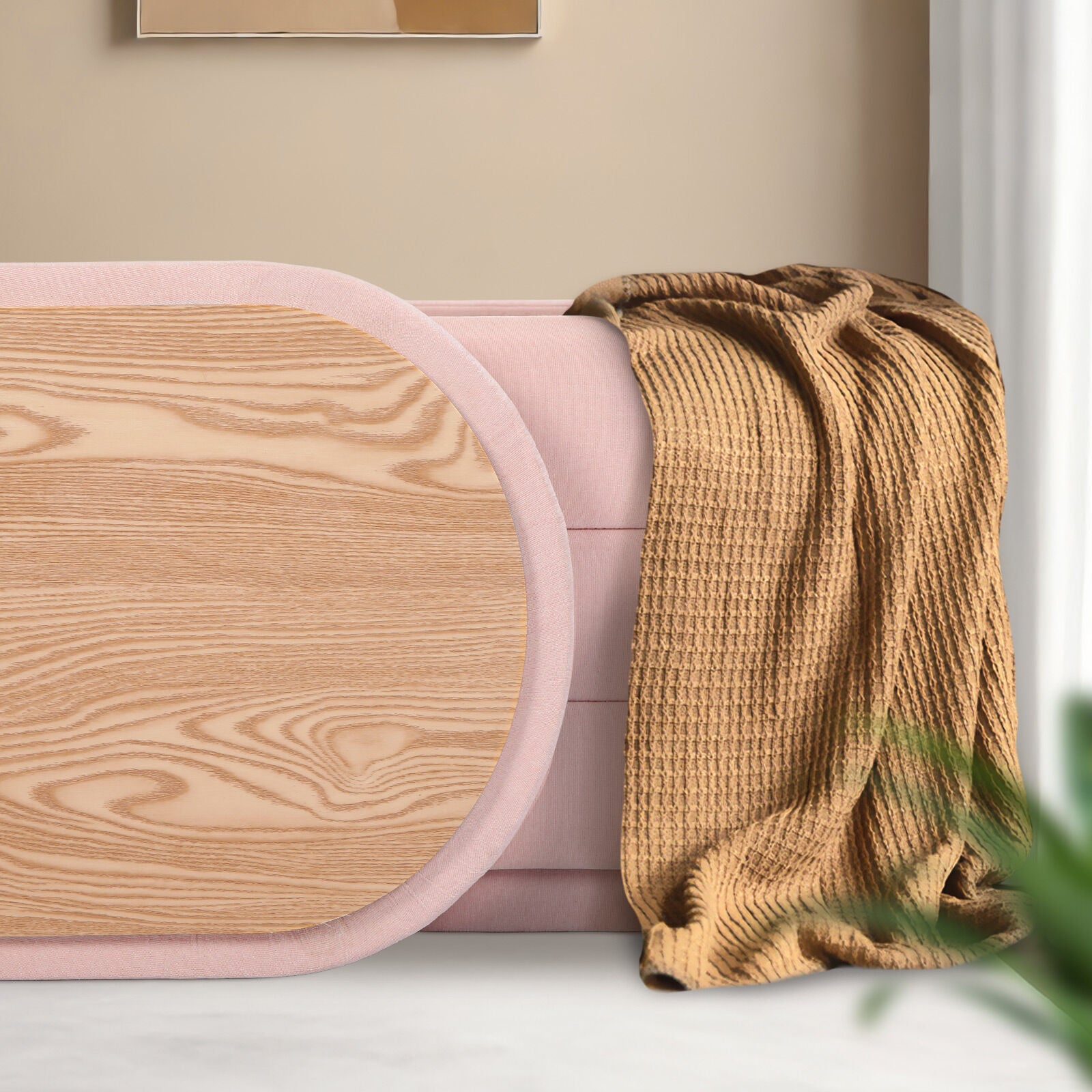 Ottomans & Footstools: Coffee Table Storage Ottoman - Chenille Fabic Padded Blanket Box Bench CELIA - PINK