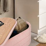 Ottomans & Footstools: Coffee Table Storage Ottoman - Chenille Fabic Padded Blanket Box Bench CELIA - PINK