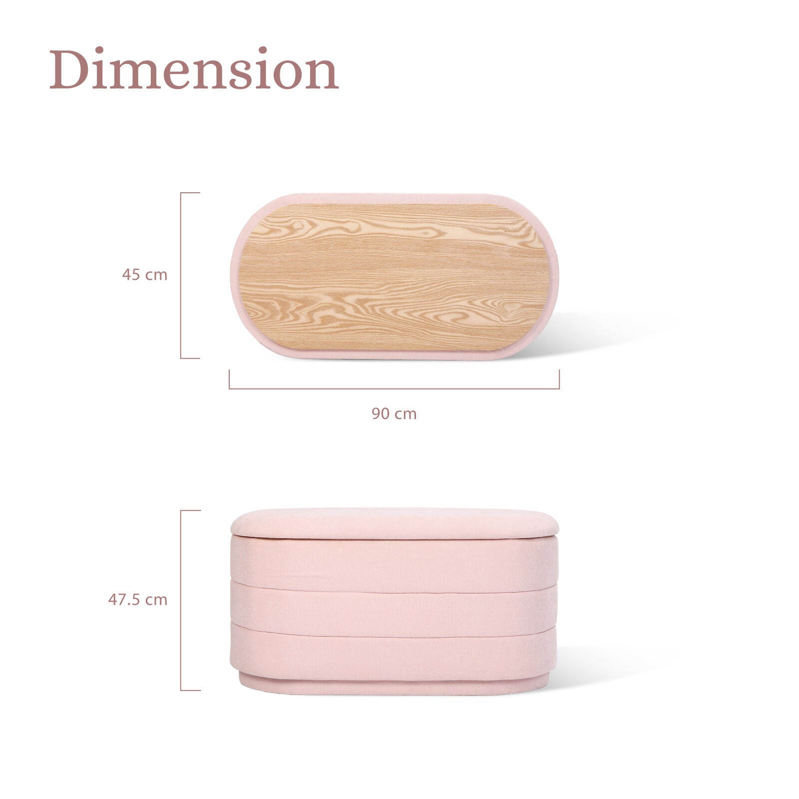 Ottomans & Footstools: Coffee Table Storage Ottoman - Chenille Fabic Padded Blanket Box Bench CELIA - PINK