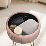 Ottomans & Footstools: Side Table Storage Ottoman - Velvet Padded Stool Vanity Footstool REMY PINK