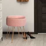 Ottomans & Footstools: Side Table Storage Ottoman - Velvet Padded Stool Vanity Footstool REMY PINK