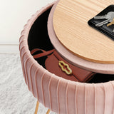 Ottomans & Footstools: Side Table Storage Ottoman - Velvet Padded Stool Vanity Footstool REMY PINK