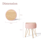 Ottomans & Footstools: Side Table Storage Ottoman - Velvet Padded Stool Vanity Footstool REMY PINK