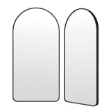 2 Set Wall Arch Mirror Arc Aluminum Frame Bathroom 50x100cm BLACK