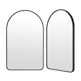 2 Set Wall Arch Mirror Arc Aluminum Frame Bathroom 50x80cm BLACK