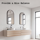 2 Set Wall Arch Mirror Arc Aluminum Frame Bathroom 50x80cm BLACK