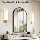 2 Set Wall Arch Mirror Arc Aluminum Frame Bathroom 50x80cm BLACK