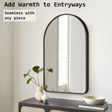 2 Set Wall Arch Mirror Arc Aluminum Frame Bathroom 50x80cm BLACK