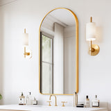 Mirrors: Wall Arch Mirror Arc Aluminum Frame Bathroom 50x100cm GOLD