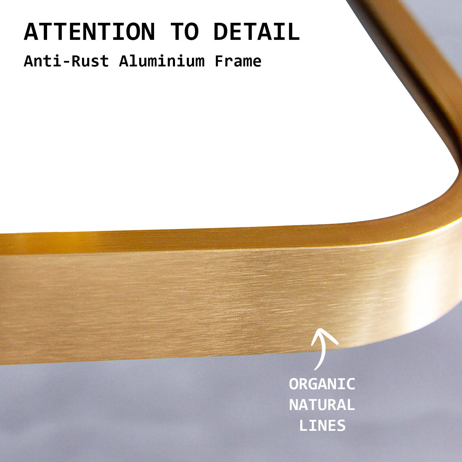 Mirrors: Wall Arch Mirror Arc Aluminum Frame Bathroom 50x100cm GOLD
