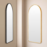 Mirrors: Wall Arch Mirror Arc Aluminum Frame Bathroom 50x100cm GOLD