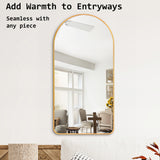 Mirrors: Wall Arch Mirror Arc Aluminum Frame Bathroom 50x100cm GOLD