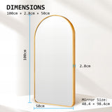 Mirrors: Wall Arch Mirror Arc Aluminum Frame Bathroom 50x100cm GOLD