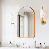 Mirrors: Wall Arch Mirror Arc Aluminum Frame Bathroom 50x80cm GOLD