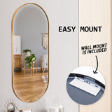Mirrors: Wall Mirror Oval Aluminum Frame Bathroom 45x100cm GOLD