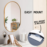Mirrors: Wall Mirror Oval Aluminum Frame Bathroom 50x75cm GOLD