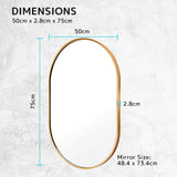 Mirrors: Wall Mirror Oval Aluminum Frame Bathroom 50x75cm GOLD