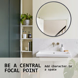 Mirrors: Wall Mirror Round Aluminum Frame Bathroom 80cm BLACK