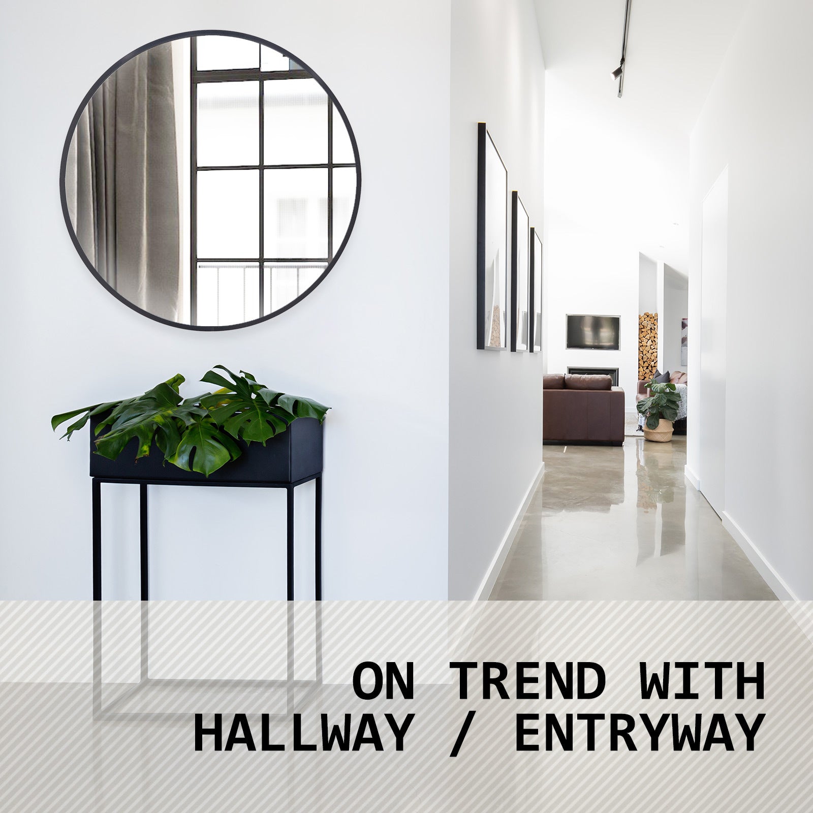 Mirrors: Wall Mirror Round Aluminum Frame Bathroom 80cm BLACK