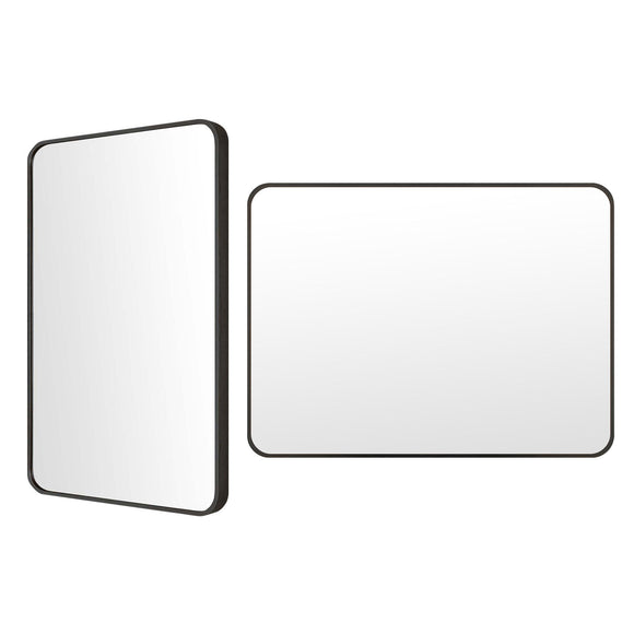 2 Set Wall Mirror Rectangular Aluminum Frame Bathroom 60x80cm BLACK