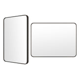 2 Set Wall Mirror Rectangular Aluminum Frame Bathroom 60x80cm BLACK