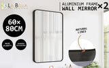 2 Set Wall Mirror Rectangular Aluminum Frame Bathroom 60x80cm BLACK