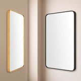 2 Set Wall Mirror Rectangular Aluminum Frame Bathroom 60x80cm BLACK